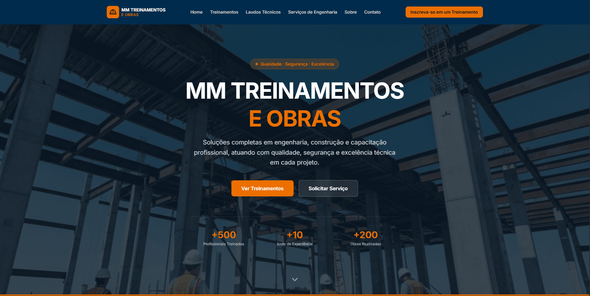 Screenshot do site MM Treinamentos