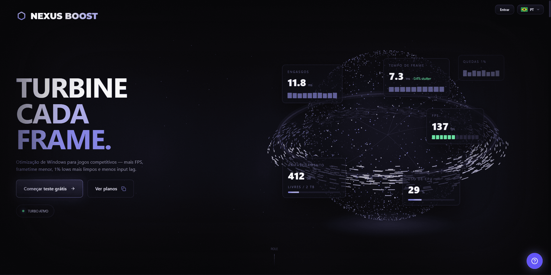 Screenshot do site Nexus Boost